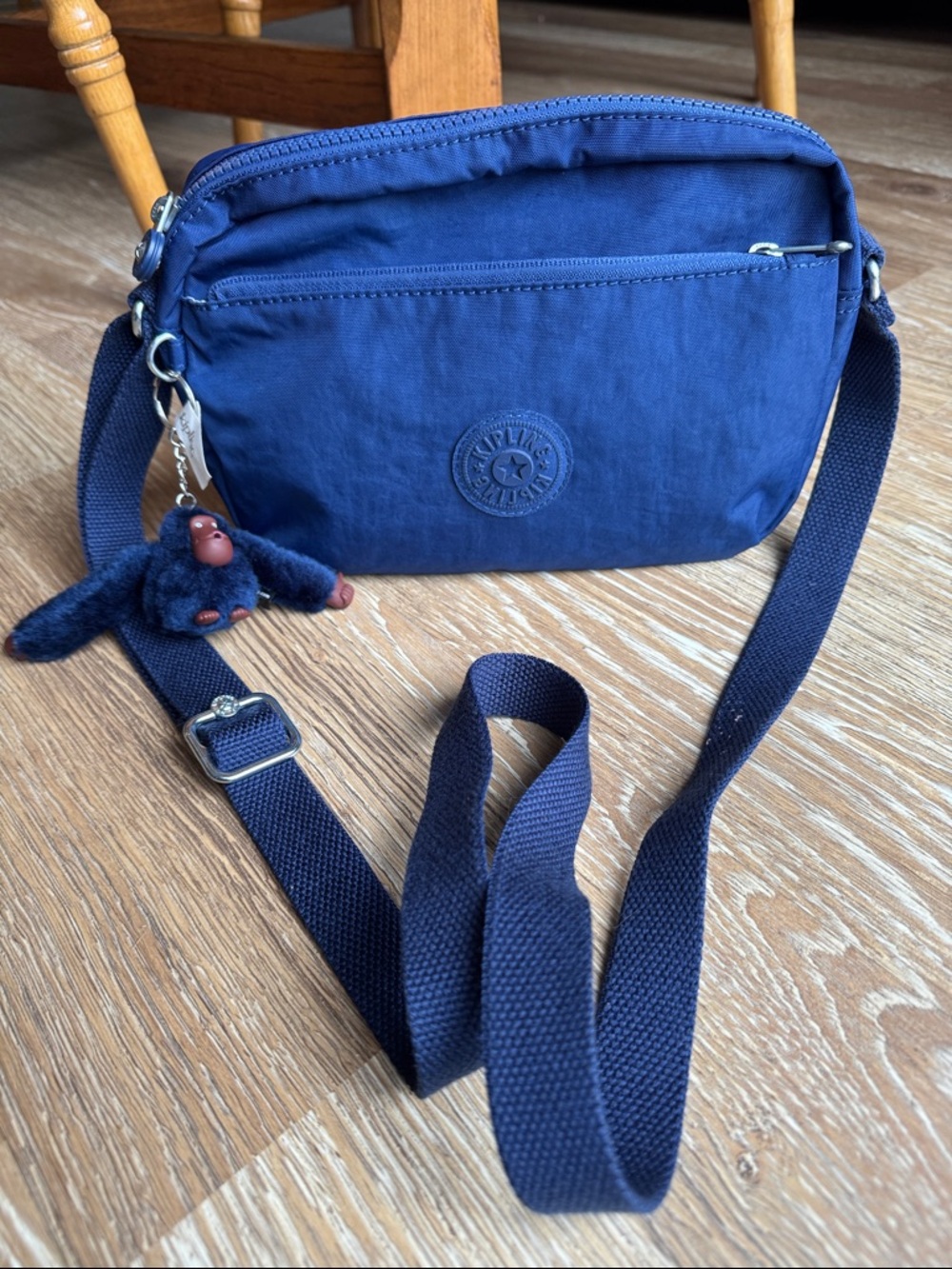 Kipling Small Crossbody Bag in Navy with Monkey Charm